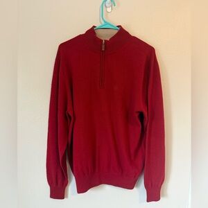 Peter Millar Merino Wool Quarter Zip Knit Sweater Red Medium